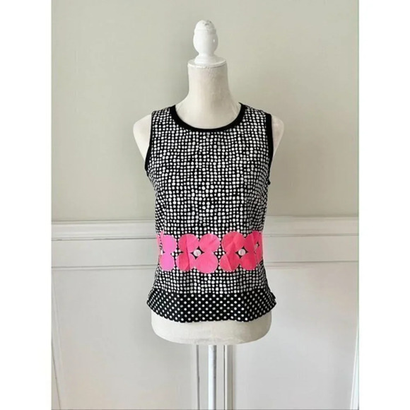 Per Se by Carlisle Dot Print Pink Floral Blouse Top 6 - Picture 1 of 8